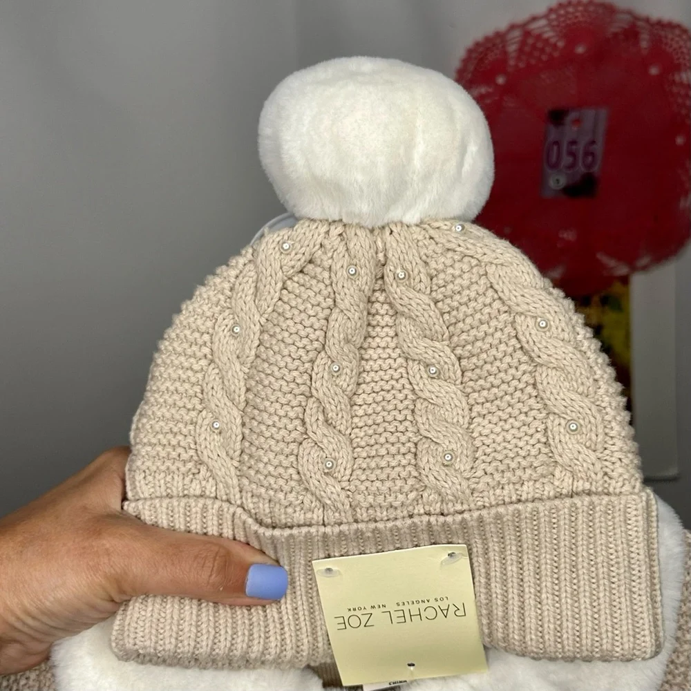 NWT Rachel Zoe Girls Button Down Sweater Coat with Embroidery/Bows and Hat - Picture 9 of 10